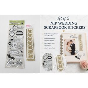 K&Company Stampendous Wedding Scrapbook Stickers 2 Pack Lot Gold Bells Romantic